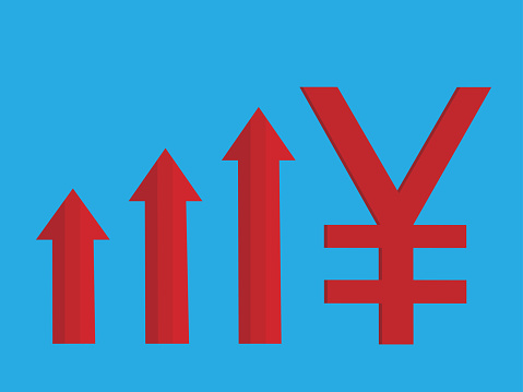 Japanese stock market rising (concept).