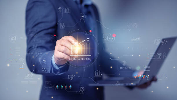 istock Digital marketing concept, businessman using laptop with Digital marketing on virtual screen display, online marketing, social, online. 2062081583