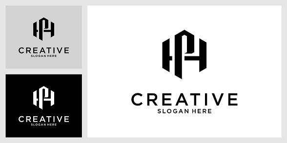 HP or PH initial letter logo design vector.