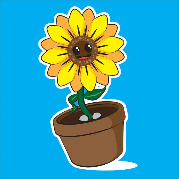 Vector illustration of a cute sunflower