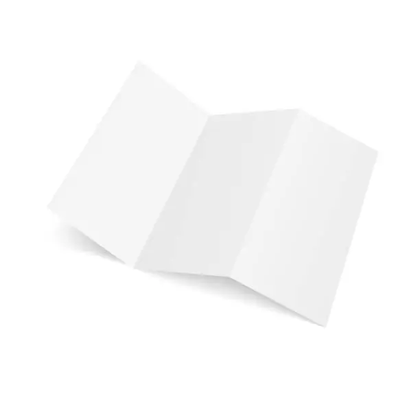 Vector illustration of Tri folded booklet mockup. Blank white brochure mock up. Isolated vector illustration on white background. Vector