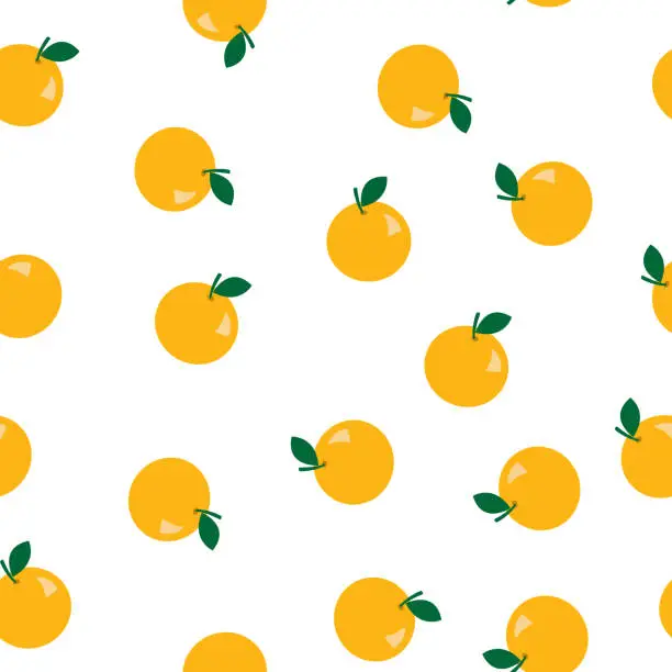 Vector illustration of Oranges isolated on a white background. Seamless pattern. Flat style. Background for paper, cover, fabric, textile, dishes, interior decor.
