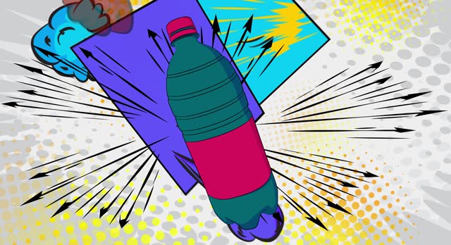 Cartoon Water Bottle, comic book plastic pet bottle video.