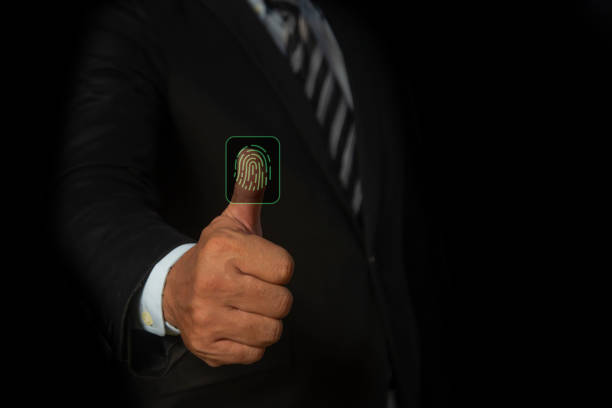 Blue fingerprint design element 3D render