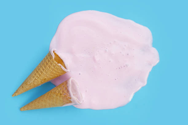 istock Melting ice cream on blue background. 2062236969