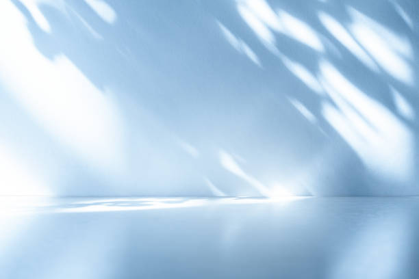 istock Wall interior background, studio, and backdrops show products. with shadow from window color white and blue light. background for text insertion and presentation of product 2062263154