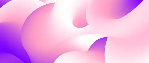 Vector illustration of Abstract pink purple fluid gradient background. Wavy curved flow poster wallpaper. Soft liquid wave backdrop. Smooth color template for presentation, banner, flyer, booklet. Vector illustration.