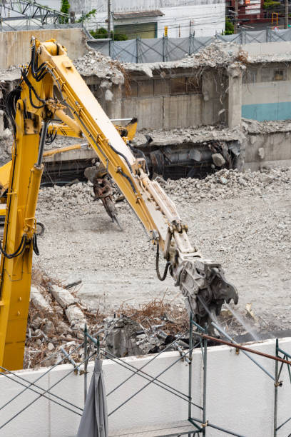 istock Building demolition work site with power shovel 2062305066