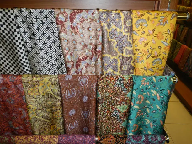 Photo of The silk in the local market on Bali island, Indonesia