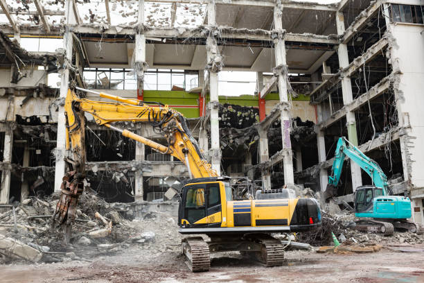 istock Building demolition work site with power shovel 2062333192