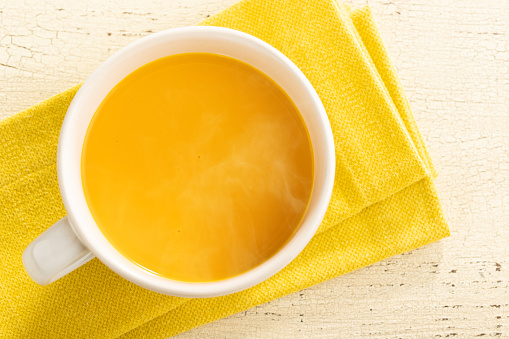 Pumpkin potage soup made with fresh ingredients