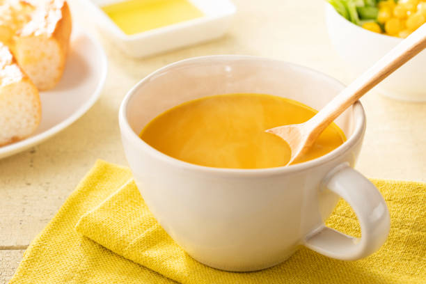 Pumpkin potage soup made with fresh ingredients