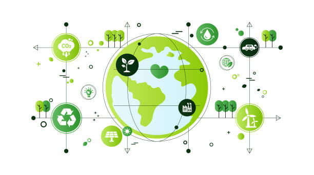 istock World environment and sustainable development concept with ecology doodle icons in gear, vector environment, eco friendly, green technology and ecology symbols. isolated vector in flat style 2062361473