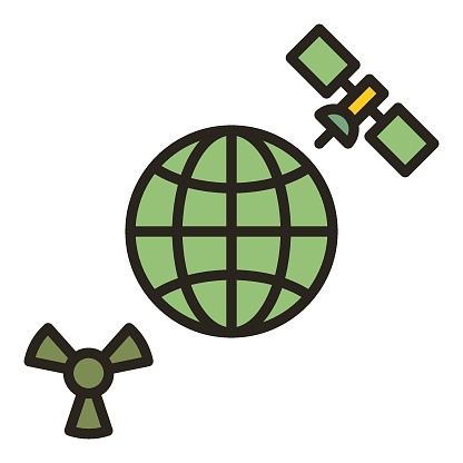 Space Based Nukes with Earth and Satellite vector concept colored icon or symbol