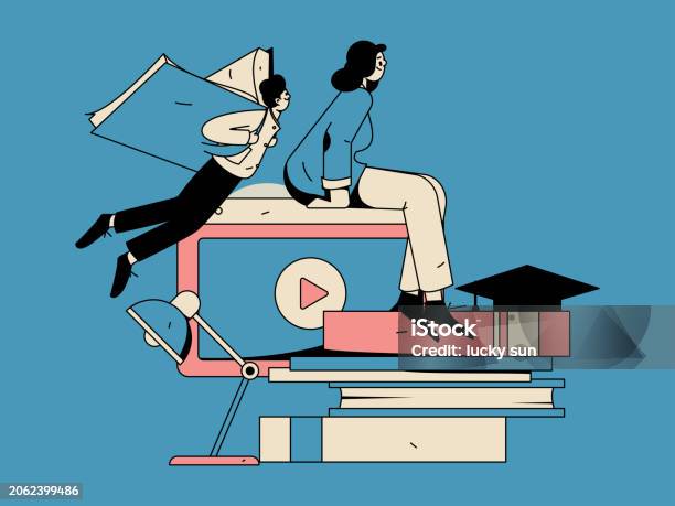 Education And Learning People Flat Vector Concept Hand Drawn ...