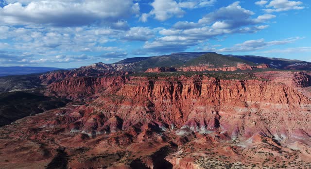 Panoramic View Of Golden Sandstone Layers At Capitol Reef National Park In South-central Utah. Aerial Shot