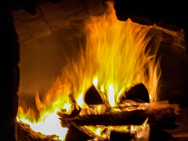In the evening in front of the cozy open fire
