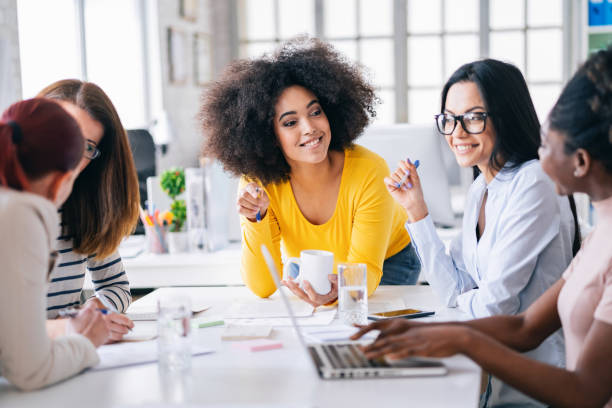 Multi-Ethnic women business team having discussion new projects