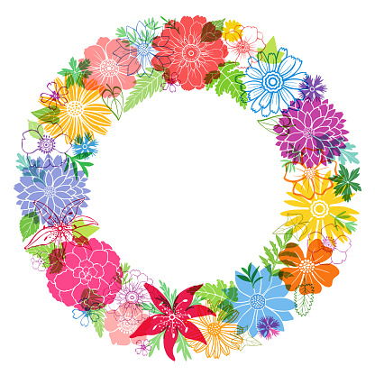 Vector wreath with flowers and space for your text