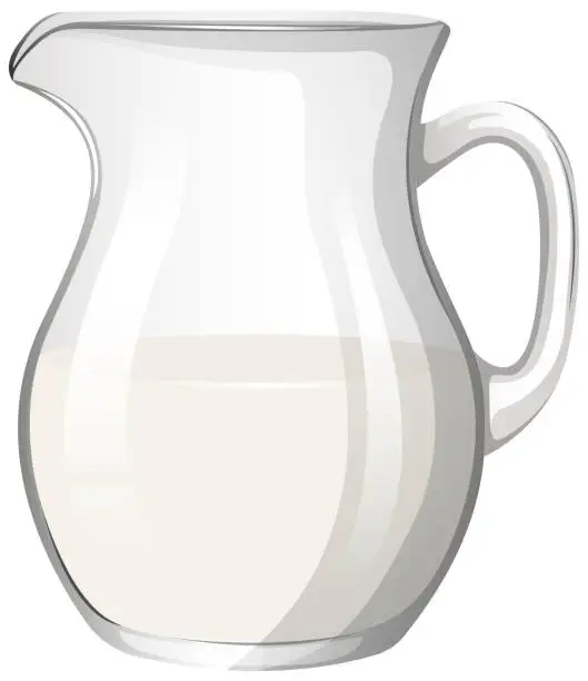 Vector illustration of Vector illustration of a half-full milk pitcher.