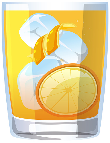 Vector illustration of a cold lemon iced drink.