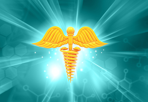 Medical symbol in abstract scientific  background. 3d illustration