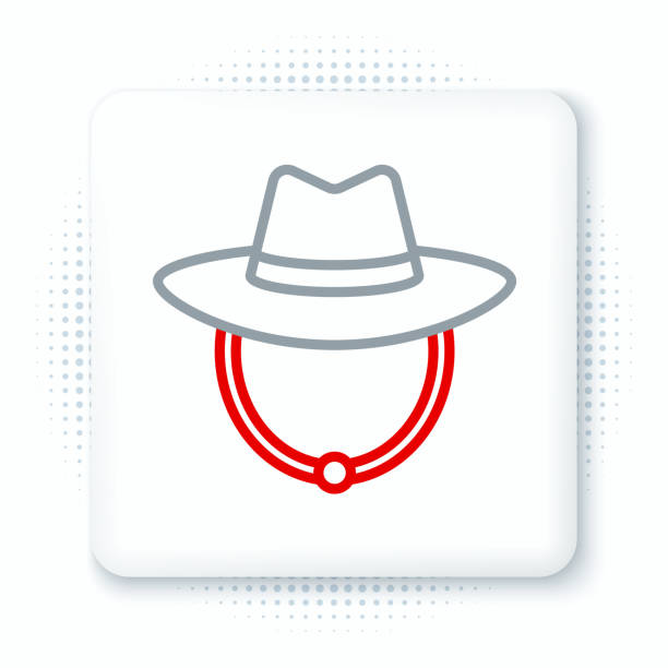 line western cowboy hat icon isolated on white background. colorful outline concept. vector - cowboy sheriff cowboy hat wild west stock illustrations