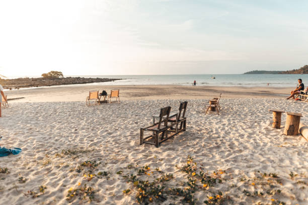 istock Camping chairs on the beach in the evening 2062480318