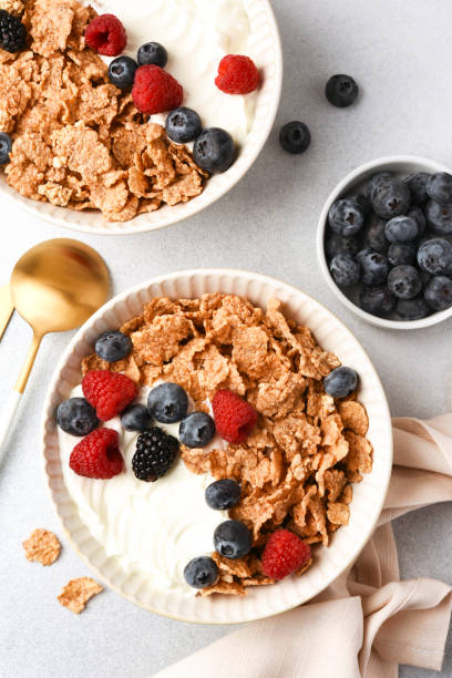 istock Breakfast with yogurt cereals and berries. 2062482446