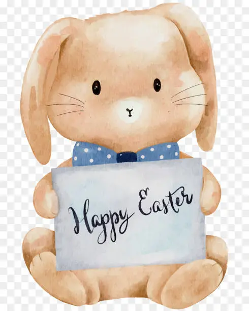 Vector illustration of Cute Rabbit holding  Happy Easter Paper,