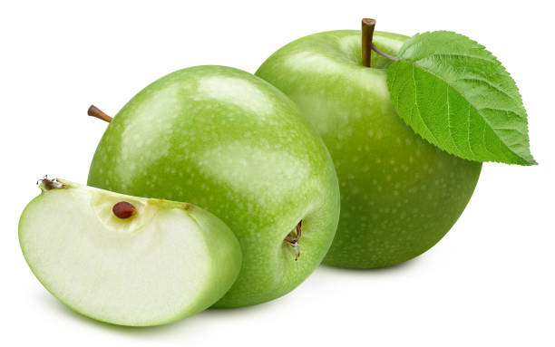 istock Apple with leaves isolated on white 2062516670