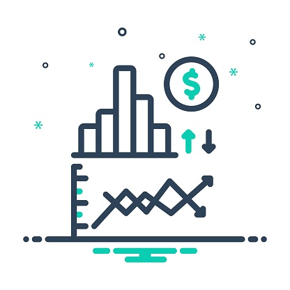 Icon for stock, profit, stock market, marketing, chart, funds, investment, fundraising, financial, loss, histogram