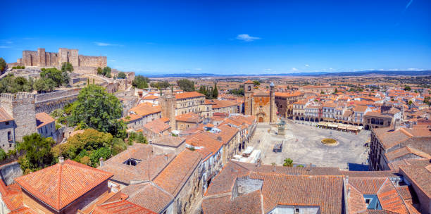 Aerial view of Plaza Mayor de Trujillo in Caceres, Spain.