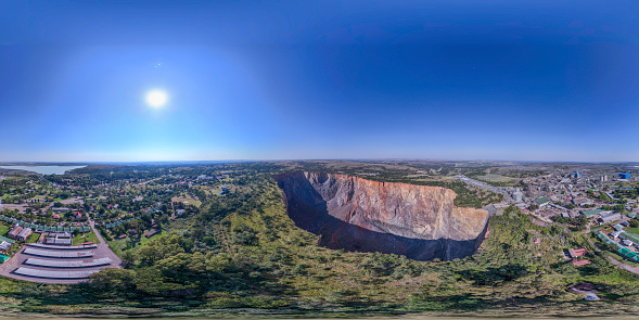 360 Panorama of  Cullinan diamond mine showing the big hole where the famous largest diamond was discovered, a rough gem-quality diamond at 3106.75 carats
