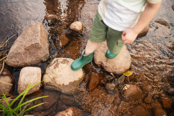 istock An unrecognizable boy crossing natural stepping stones over the shallow mountain river 2062559837