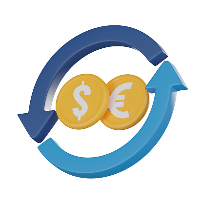 International transactions with this captivating money exchange symbol, versatile icon for representing global trade, currency conversion, and financial services. 3D render illustration.