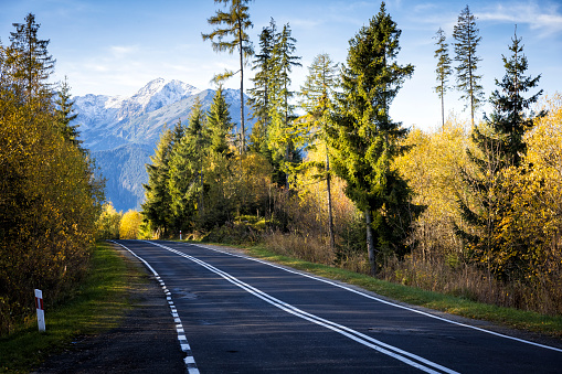 Holidaysin Poland - Road leading from Bukowina Tatrzanska to the Morskie Oko lake in the Tatra Mountains