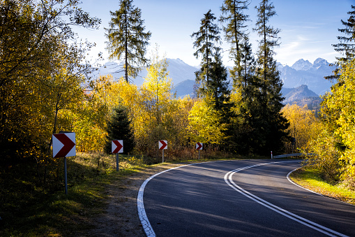 Holidaysin Poland - Road leading from Bukowina Tatrzanska to the Morskie Oko lake in the Tatra Mountains