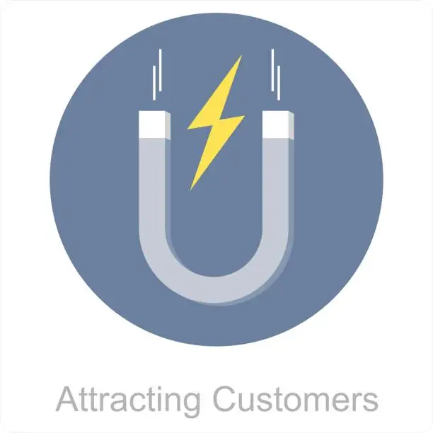 Vector illustration of Attracting customers and magnet icon concept