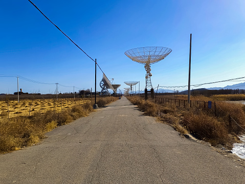 Satellite Antennas Along Rural Highways in Winter