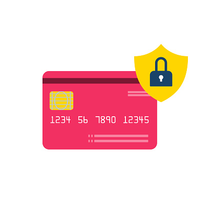 Credit card and security icon. Vector illustration that is easy to edit.