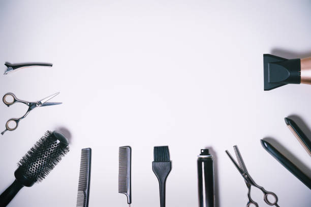 istock Hairdresser tools on the white background with copy space. 2062655307