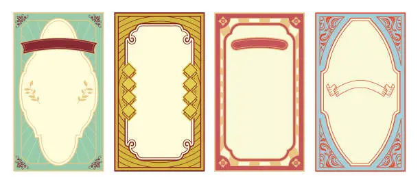 Vector illustration of Asian oriental decorative frame retro style frame border set