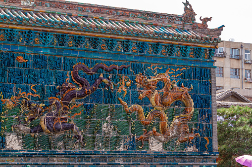 Datong, Shanxi, China - August 16, 2014: The nine Dragon Wall of Datong in China