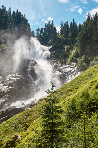 Krimml waterfalls. Nature landmark in Salzburg region. Austrian highlight