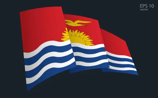 Vector illustration of Waving Vector flag of Kiribati. National flag waving symbol. Banner design element.