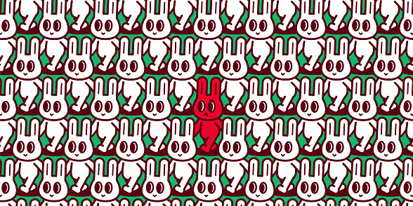 Animal Characters Vector Art Illustration
One unhappy rabbit in a group of happy rabbits, a potential crisis.