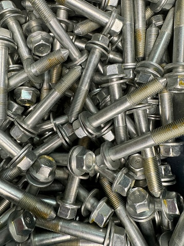 The long coated stainless steel bolts and washers for manufacturing.