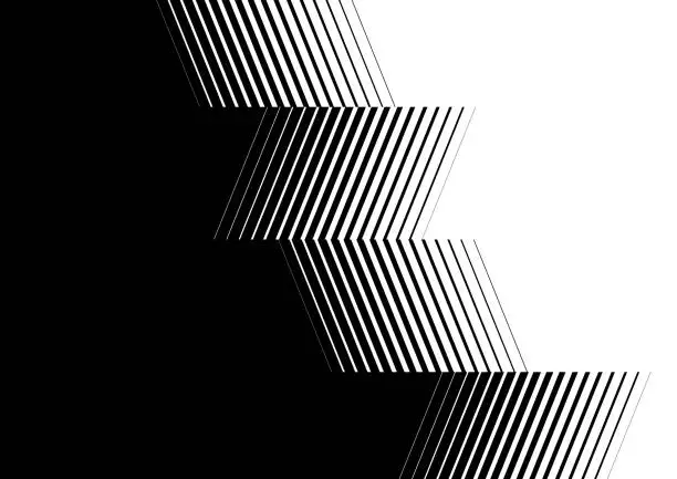 Vector illustration of Vector abstract black to white grids thin broken lines trendy transition Toned image background