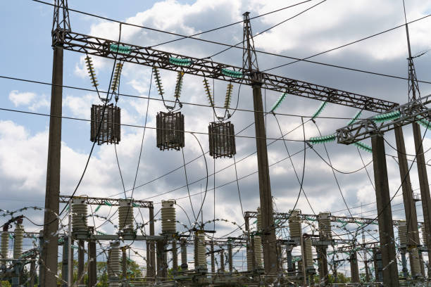 istock Electrical substation against the background of clouds 2062754051